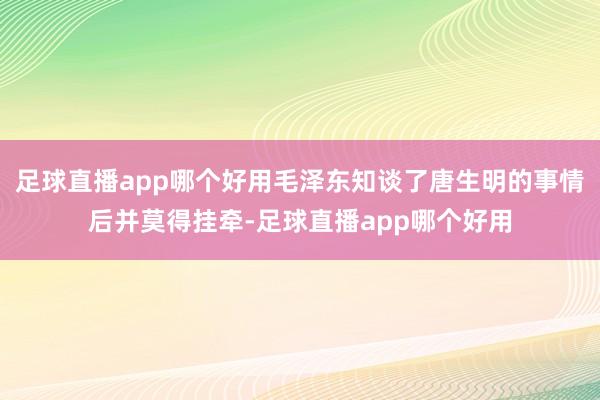 足球直播app哪个好用毛泽东知谈了唐生明的事情后并莫得挂牵-足球直播app哪个好用